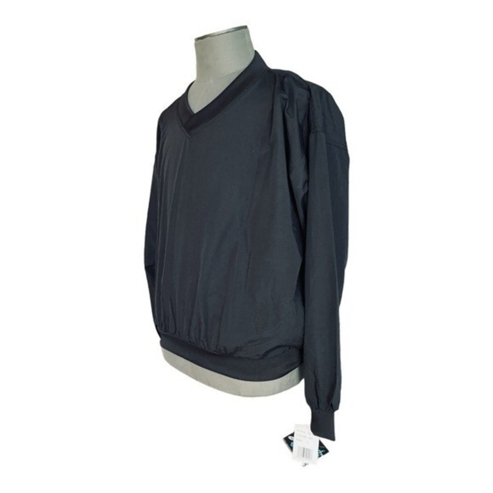 Munsingwear Black SUPPLEX Nylon Windbreaker V-Neck Pullover Long Sleeve Men's L - Picture 3 of 6
